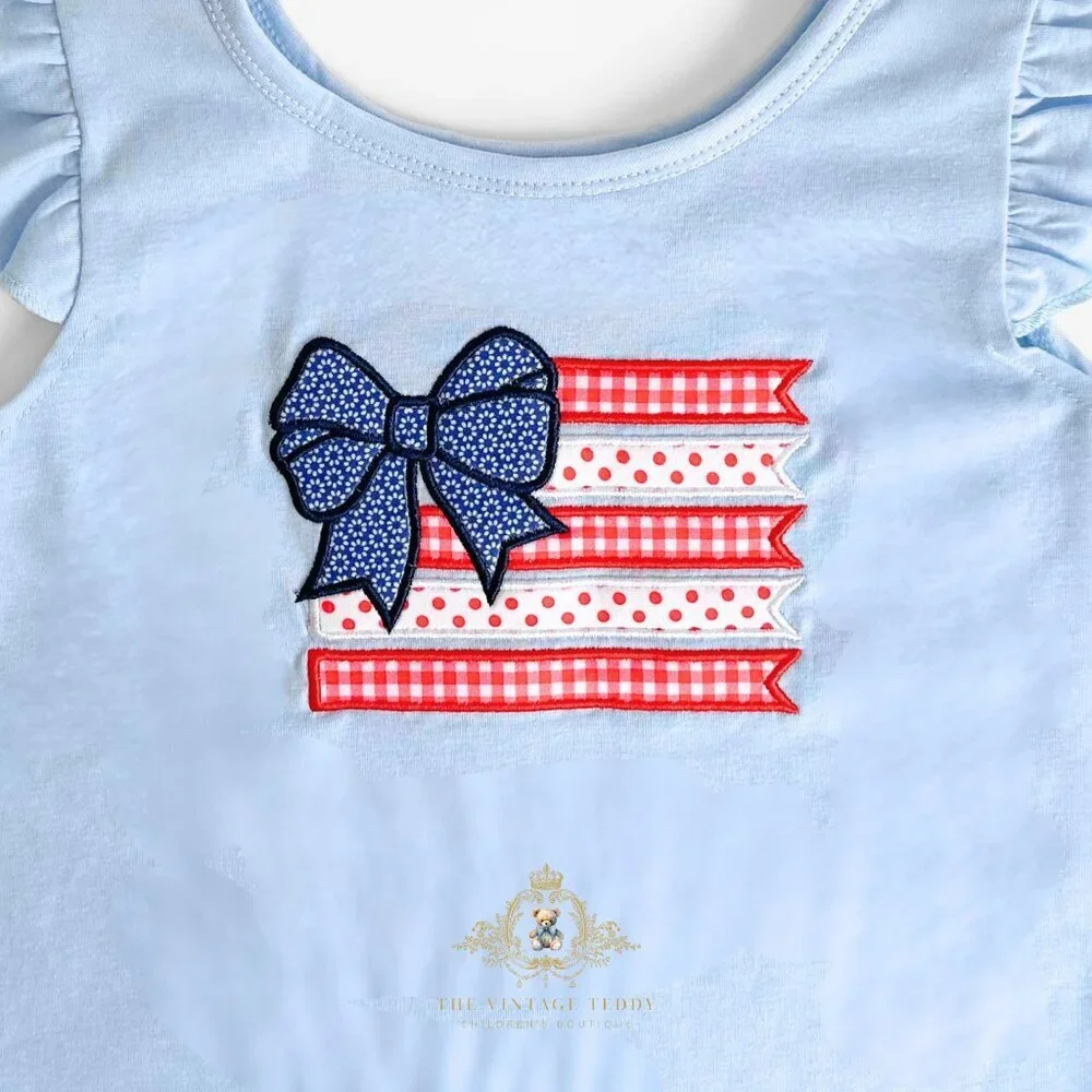 NWT Pretty Girls Top & Shorts Matching Set EmbroideredPatchwork 4th of July 5-6Y